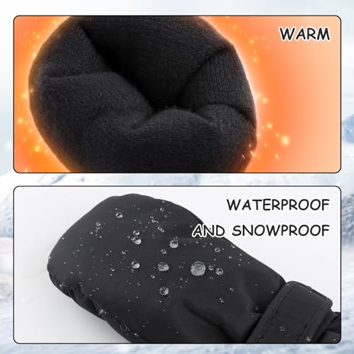 Image of Duoyeree Toddler Winter Gloves, Waterproof Fleece Lined Ski Mittens 1-6Y | Waterproof outer fabric with thick soft lining, keeps toddlers' hands dry and warm during snow play