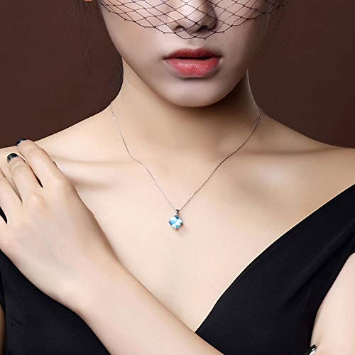 Naszyjnik z niebieskim akwamarynem dla kobiet 925 srebrny naszyjnik kobiety Fine Jewelry Party