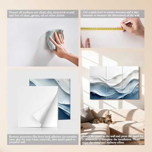 Image of JBER Acoustical Wall Panels 72 inch x 48 inch, Cerulean Undulations