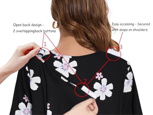 AVIIER Hospital Gowns for Women Open Back Adaptive Clothing Nightgowns Post Shoulder Surgery Dress3