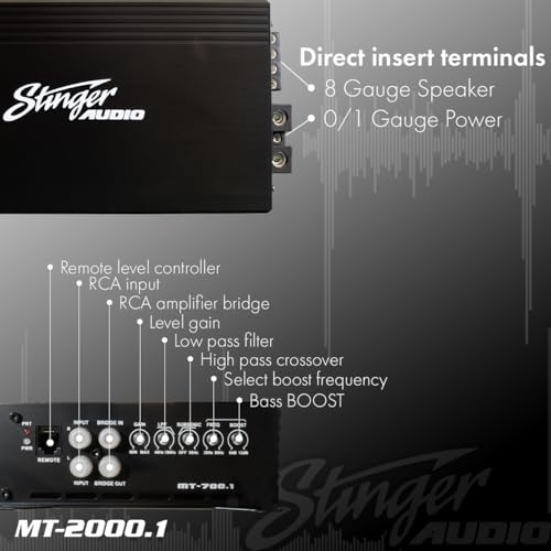 image for STINGER Audio MT20001 1-Channel Monoblock 2000 Watt RMS Car Audio Subw