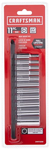Image of CRAFTSMAN Socket Set, SAE, 1 /4 inch Drive, 6 Pt., 11Piece (CMMT12050)