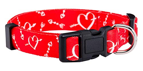 Native Pup Valentine’s Dog Collar- Valentines Day Pet Collars- Valentine Girly Hearts- Pink Red Heart- Cute Boy Girl Puppy Gift- Adjustable for Small, Medium, Large Breeds (Cupid's Arrows, Medium)