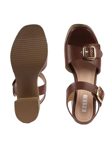 Image of ELLE Women's Block Heel Backstrap Sandal with Buckles details