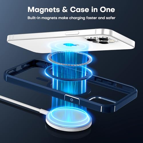Image of TAURI for iPhone 12 Pro Max Case, Compatible with MagSafe, Blue | with Screen Protector, Not-Yellowing Military-Grade Protection, Shockproof Slim Magnetic Case for iPhone 12 ProMax