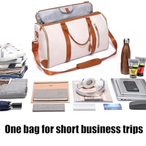 Couvelli Travel Bag, Faltbare Reisetasche FüR Kleidung, 2-In-1 Anzugtasche Mit Kulturbeutel, Schultergurt Und Schuhfach, Ideal FüR Kurztrips (Pink)4
