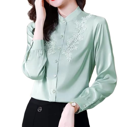 Chemisier en satin brodé élégant pour un look de bureau chic et vintage au quotidien