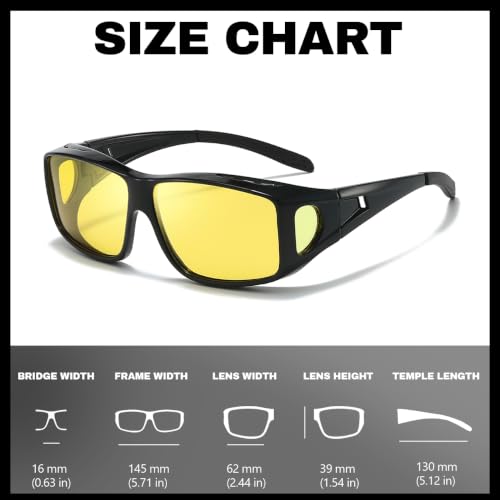 Image of Myiaur Night Vision Fit Over Glasses for Men Women Polarized Yellow Lens