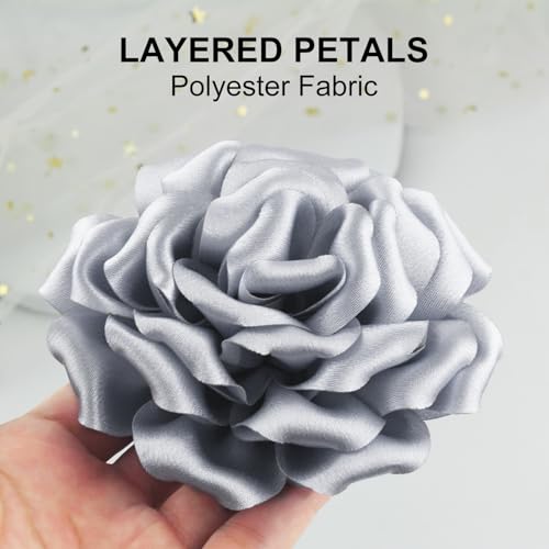Image of 4.3 inch Red Rose Hair Clip Large Flower Brooches for Women | Charming Flowers Pins for Clothes | Turn Heads with Stylish Rose Hair Clip Flower Brooch Pin for Clothes & Clips for Woman