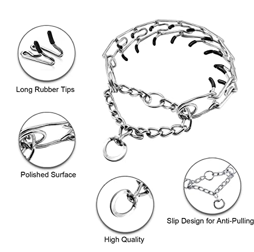 Prong Collar For Dogs, Dog Choke Pinch Training Collar,Adjustable Stainless Steel Links With Protective Rubber Tips, Prong Training Collar With Quick Release Locking Carabiner For Medium Large Dogs #TOP1