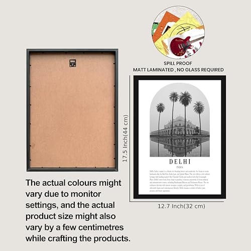 Image of PAINTINGMANTRA A3 Delhi Wall Art Prints Pack of 6, Heritage Landmark Framed Decor, Red Fort, Qutub Minar, Architectural Photography, Photos for Living Room, Bedroom, Office Decoration(32x44 cm)
