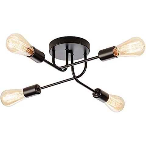 Lámpara de Techo Vintage con 4 luces y Soporte Ajustable de Metal Ramificado Cover