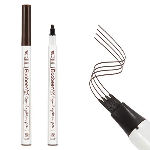 Boobeen Eyebrow Tattoo Pen - Microblading Waterproof Liquid Eyebrow Pencil with Tilted Four-pronged Pen Head Design - Creates Natural Looking Brows Effortlessly and Stays on All Day