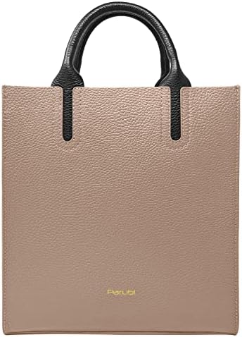 Parubi, Borsa Donna a Mano con Tracolla, In Vera Pelle Morbida, Made in Italy, Modello Clizia, Borsa Semirigida Shopper Media con Manici da Donna Ragazza Elegante