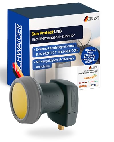 SCHWAIGER Single LNB digital Sun Protect I Low Noise Blockconverter für 1 Teilnehmer I extrem wetterfest & geeignet für Multifeedanlagen I SAT-Zubehör für störungsfreien Empfang I anthrazit
