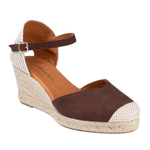 Cabrera 2184837 Alpargatas DE Piel con CUÑA Mujer Marron 37