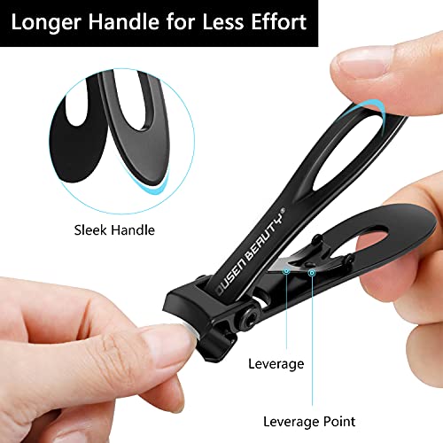 Nail Clippers for Thick Nails, Wide Jaw Opening Nail Clippers with Curved and Slant Straight Blade Edge, Heavy Duty Thick Toenail Clippers Fingernail Cutters Set with File for Seniors Adult Men Women - Thumbnail 6