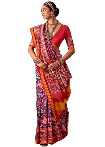 FASHION BAZAR 365 Indian Silk Fabric Patan Patola Print Traditional