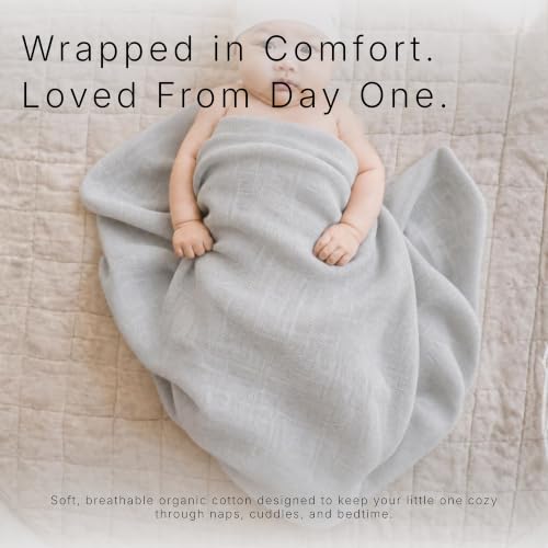 Image of Salt Earth GOTS Certified 100% Organic Cotton 2-Layered Swaddle Baby Blanket, 4 Pack, 47 inchx47 inch Receiving Blankets for Swaddling, Wrap for Boy & Girl, Newborn Baby Essentials, Registry(Solids & Rainbow)