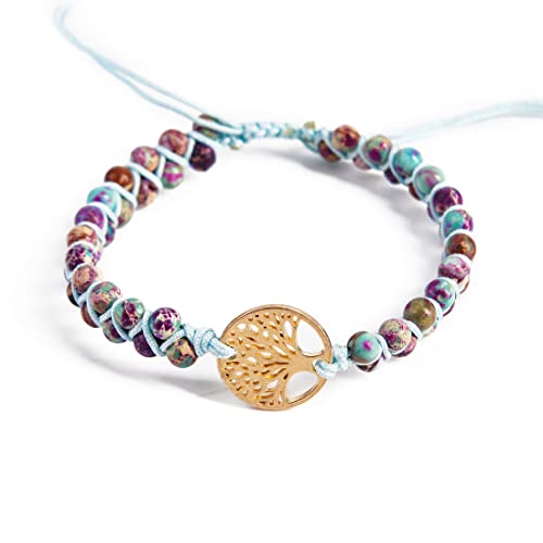 Image of YGLINE Boho Handmade Natural Stone Bead 3 Row Wide Wrap Wrist Statment Bracelet Jewelry Collection