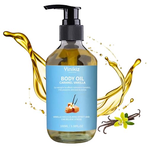 Huile Corporelle Hydratante et Nourrissante au Caramel Vanille - Hydrate En Profondeur La Peau Du Corps, Huile Corps Vanille, Huilé Essentielle Vanille, Huiles de massage Pour Le Corpes, 100Ml