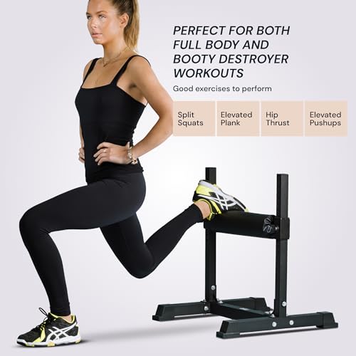 SimplyImagine Bulgarian Split Squat Stand- Adjustable Single Leg Squat Stand- Standing Workout, Ultimate Strength Single Leg Squat Roller Bodyweight and Dumbbell Use- Lower Body Muscles Gym Equipment - Thumbnail 5
