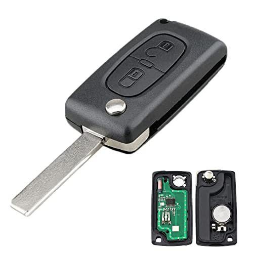 AULESSE Peugeot Coque de Clé Télécommande Ask 2 Boutons 433 MHz PCF7961 Puce, Clé Complète avec Electronique pour Peugeot/Ci-tro-en 207 307 308 408 CE0536...