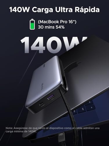 UGREEN Nexode 165W Power Bank 25000mAh Batería Externa Carga Rápida PD3.1 140W 2 Cable USB C Integrado Cargador Portátil PC LED Compatible con iPhone 17 16 15 14 Galaxy S25 S24 A56 A16 MacBook iPad - imagen 3