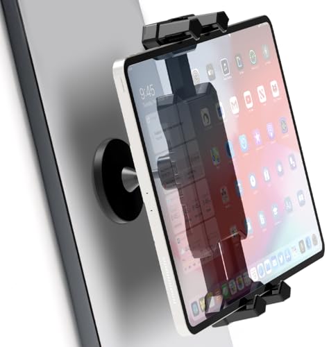 BAISHUN Magnetic iPad Stand Tablet Mount, Tablet Wall Mount for Metal Surfaces, 16.4lb Heavy-Duty Grip, 360° Swivel Holder for Kitchen, Gym, Car & Peloton, for 4.7-13.5 inch iPad Pro, Tablets