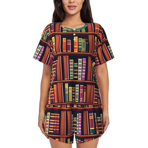 Ensemble pyjama bibliothèque femme en textile doux haut de gamme avec short