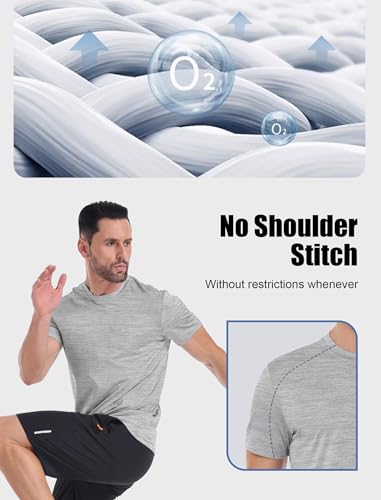 OYGSieg 6 Pack Workout Shirts for Men Moisture Wicking Quick Dry Athletic Gym Crew Neck Short Sleeve Active UPF SPF T Shirt 5