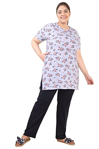 Image of In Love Women's Cotton Plus Size Longline T-Shirt Half Sleeve with Pockets