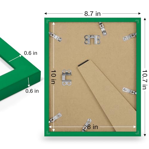 decorUhome 8x10 Picture Frame, Display Photos 5x7 with Mat or 8x10 Unmatted, Engineered Wood Frame with Plexiglass for Wall and Tabletop Display, Green, Set of 1