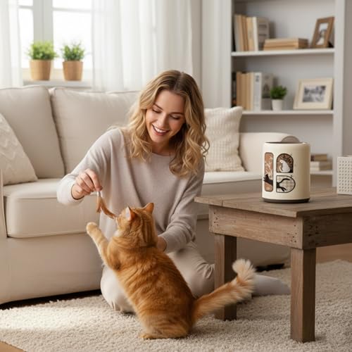 Image of Mini Desktop Trash Can 0.7 Gallon,Tiny Countertop Waste Baskets with 360 Flip-Top Lid,Small Trash Bin Includes 50 Bags,Little Table Garbage Can with Cat Pattern for Bathroom Office