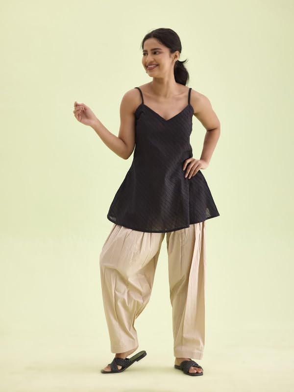 Image of GO COLORS Soft Cotton Salwar for Women | Relaxed Fit, Mid Rise, Ankle Length, Drawstrings