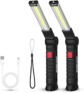 Suranew LED Torch Rechargeable Work Light USB Handheld Flashlight COB LED Inspection Lamp Torch Magnetic Work Light with Magnetic Base and Hook for Camping
