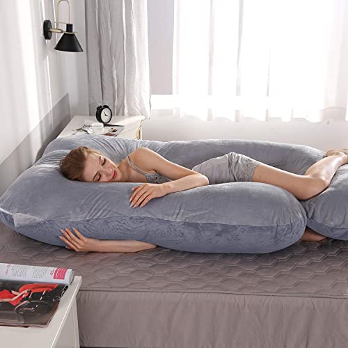 Victostar Pregnancy Pillow,57 Inches U Shaped Maternity Pillow With Removable Cover Full Body Pillow Support For Back, Hips, Legs, Belly (Dark Gray) #TOP6