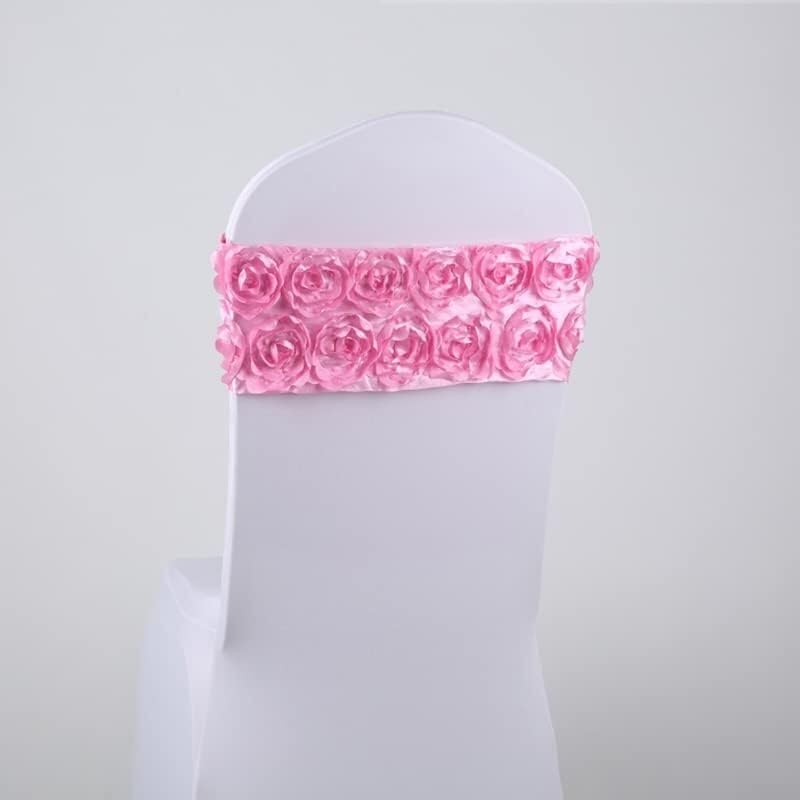 Rubans pour chaises en élasthanne : lot de 10 écharpes rose avec nœud pour mariage
