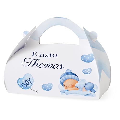 FERDINANDO FAMA' FAMÀ – Scatolina Portaconfetti Nascita Borsetta Boy Azzurro