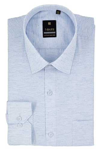 Image of 7-DAYS Premium Men's Formal Shirts - Cotton Rich, Textured Self-Design, Full Sleeve, Regular Fit, Wrinkle Resistant, with Pocket - Perfect for Office