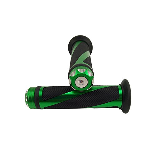 OKSTNO Universal Motorcycle Rubber Gel Handlebar Hand Grips for 7/8" Bar End Handle Bars Sports Bikes (Green)