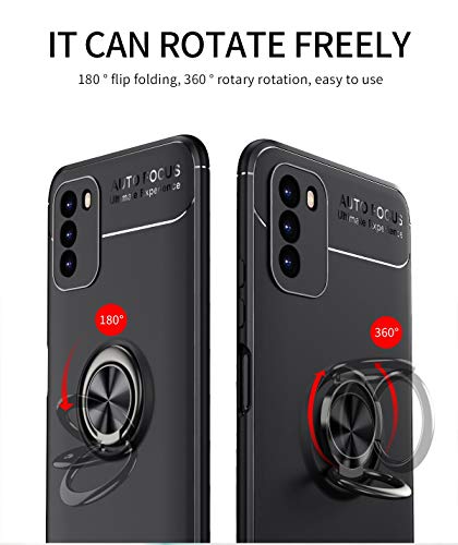 Coque Poco M3 antichoc bague métal et étui protection Xiaomi rigide rouge