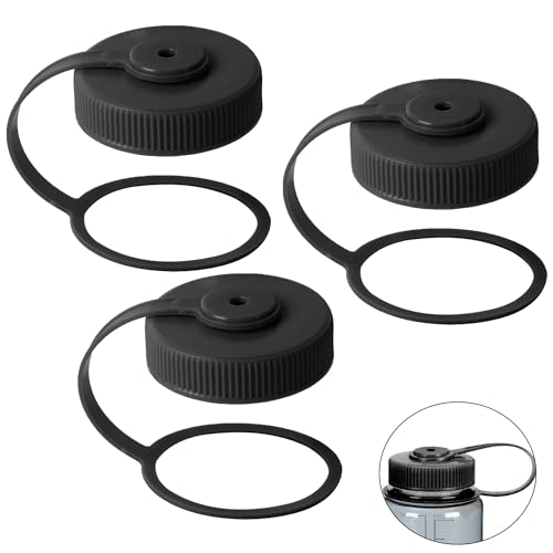 TonGass (3-Pack Black) Water Bottle Lid Compatible with 32oz Wide Mouth Water Bottles Replacement Cap for 63mm Mouth Waters Bottles Lid Replacement Waters Bottle Cap