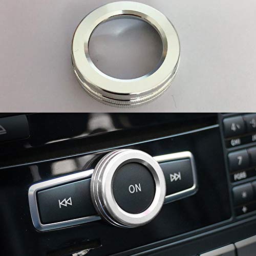 Angelguoguo Car Volume Control Button Knob Decoration Cover Sticker Fit for Mercedes Benz A Class B Class E Class GLK GLA CLA GLE ML GL (Silver A)