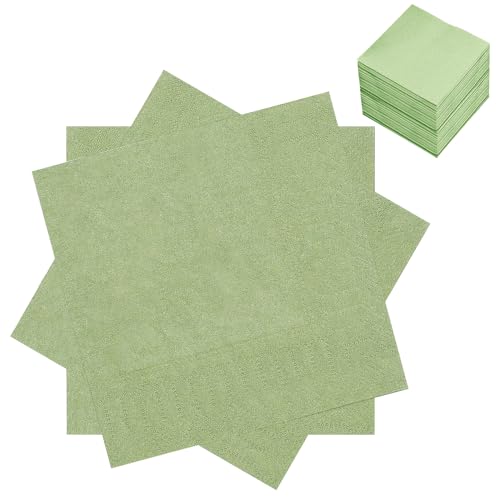 100 servilletas de papel desechables, color verde salvia, 33 x 33 cm, verde eucalipto, servilletas de papel verde salvia, servilletas de cóctel de 2 capas para bodas, cenas, cumpleaños, aniversarios