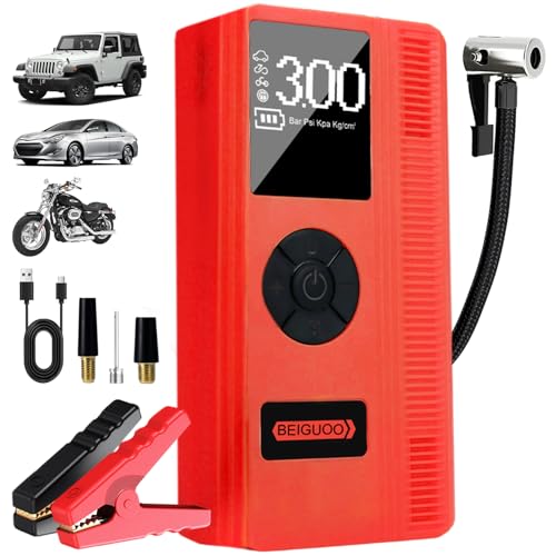 [Upgraded] Jump Starter with Air Compressor, Car Battery Jump Starter (8L Gas/6L Diesel), Jump Box...