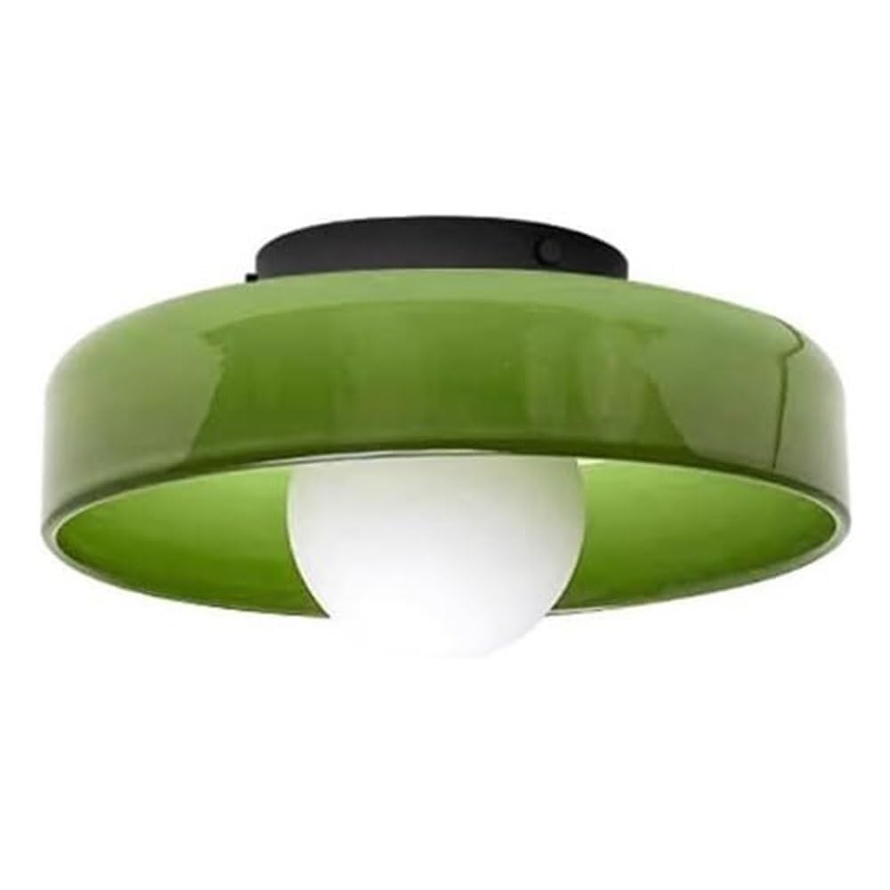 KXEcoLife LED Ceiling Light Fixture, Flush Mount Chandelier, Modern Lamp Glas Semi with Milk Globe Lampshade for Bedroom Cloakroom Stairway Hallway Lighting (Green)