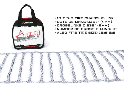 The ROP Shop | Pair of 2 Link Tire Chains 16x6.5x8 for Cub Cadet Lawnmower, Snowblower, Thrower