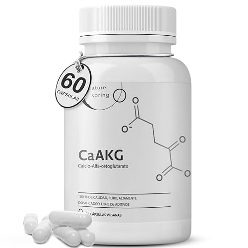 Nature spring® CaAKG en Cápsulas | 60 Veg Caps por Envase | 1000 mg de portion | Calcio alfa-cetoglutarato | No-GMO, Vegano, Sin Gluten