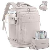 LOVEVOOK Travel Backpack for Women & Men, 40L TSA Approved Carry On Backpack with 3 Packing Cubes, Waterproof Weekender Overnight Bag for 2-4 Day Trips, Business & Travel Essentials, Beige Gray